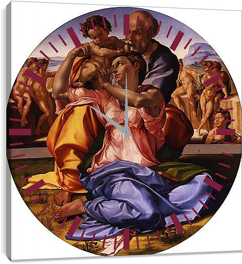 Часы картина - Мадонна Дони. Микеланджело Буонарроти