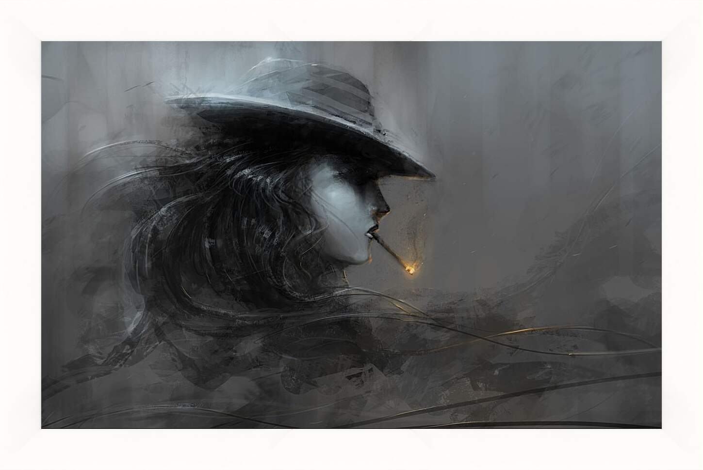 Картина в раме - Дама в шляпе