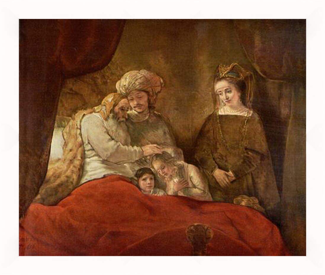 Картина в раме - Jacob Blessing The Sons Of Joseph. Рембрандт