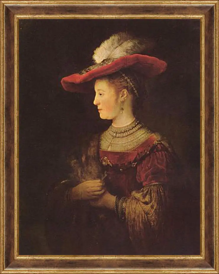 Картина в раме - Portrait of  Saskia van Uylenburch. Рембрандт