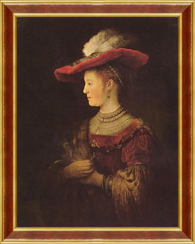 Картина в раме - Portrait of  Saskia van Uylenburch. Рембрандт