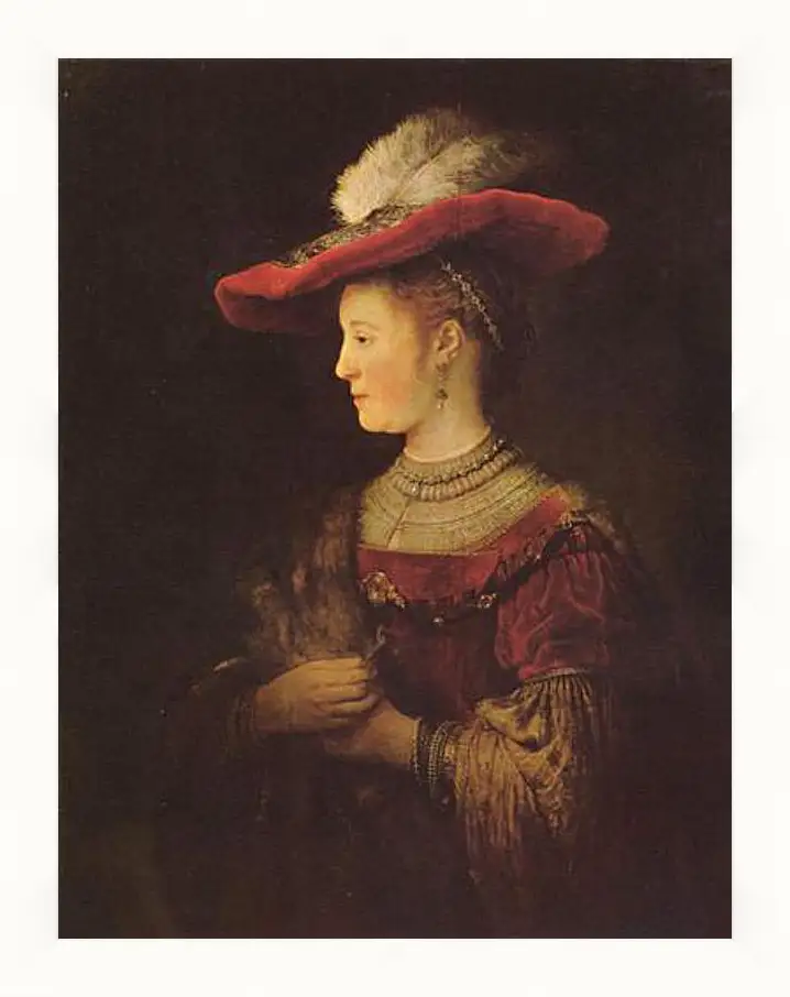 Картина в раме - Portrait of  Saskia van Uylenburch. Рембрандт