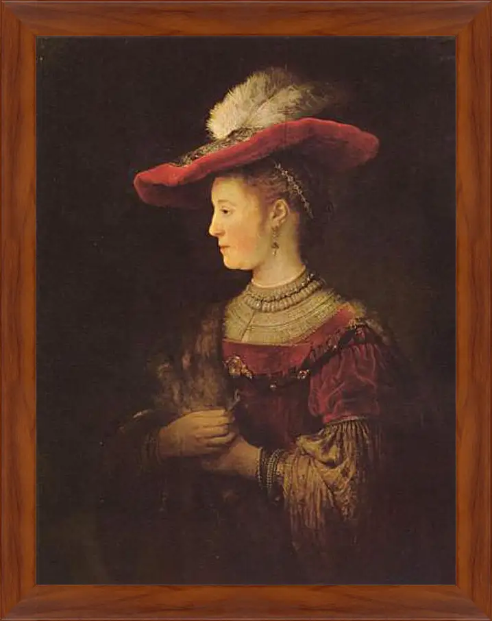 Картина в раме - Portrait of  Saskia van Uylenburch. Рембрандт