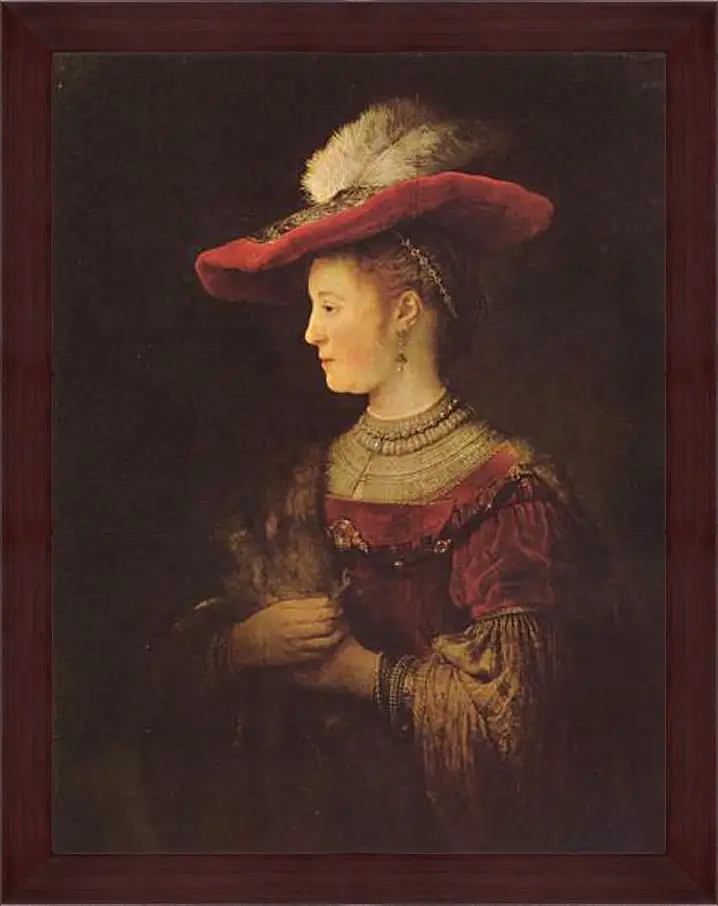 Картина в раме - Portrait of  Saskia van Uylenburch. Рембрандт