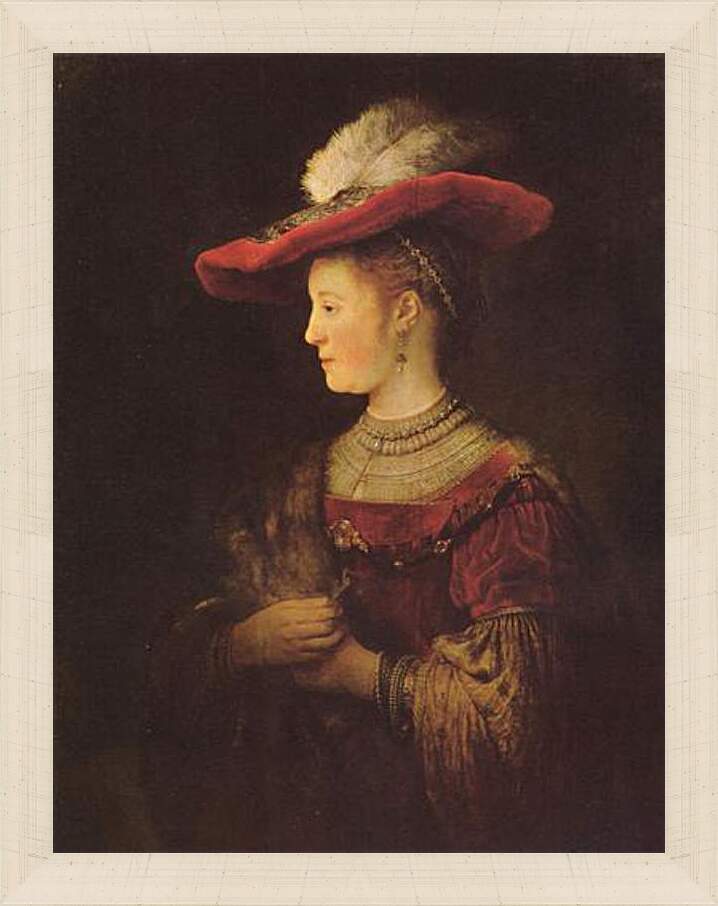 Картина в раме - Portrait of  Saskia van Uylenburch. Рембрандт