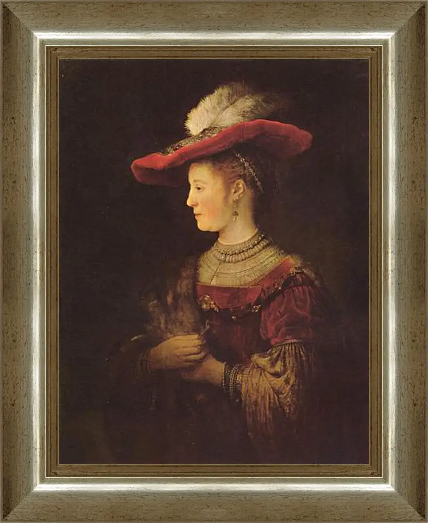 Картина в раме - Portrait of  Saskia van Uylenburch. Рембрандт