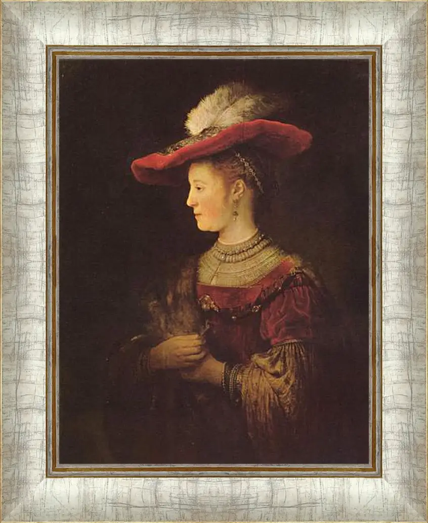 Картина в раме - Portrait of  Saskia van Uylenburch. Рембрандт