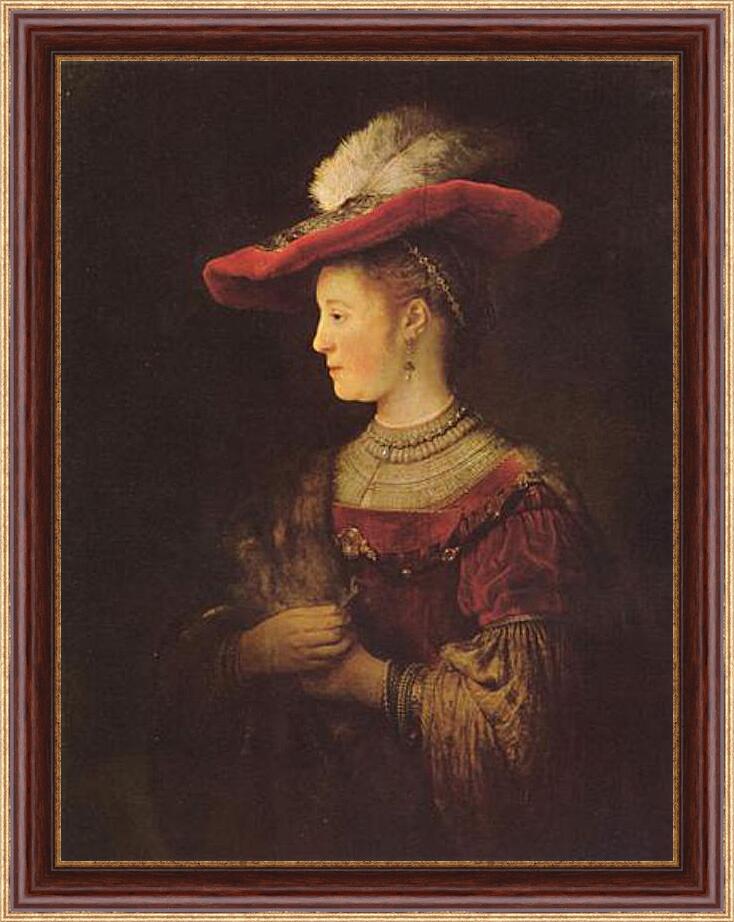 Картина в раме - Portrait of  Saskia van Uylenburch. Рембрандт