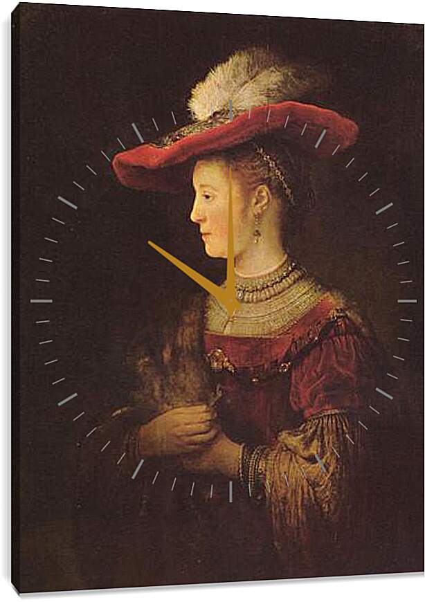 Часы картина - Portrait of  Saskia van Uylenburch. Рембрандт