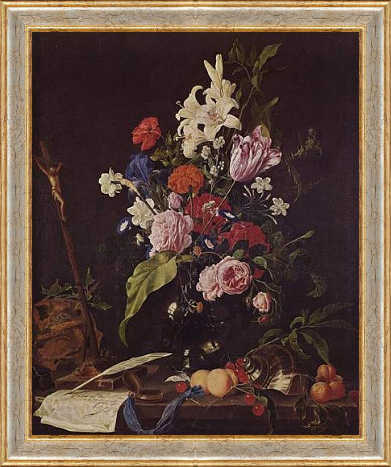 Картина в раме - Натюрморт Цветы в вазе. Ян Хем Давидс Де
