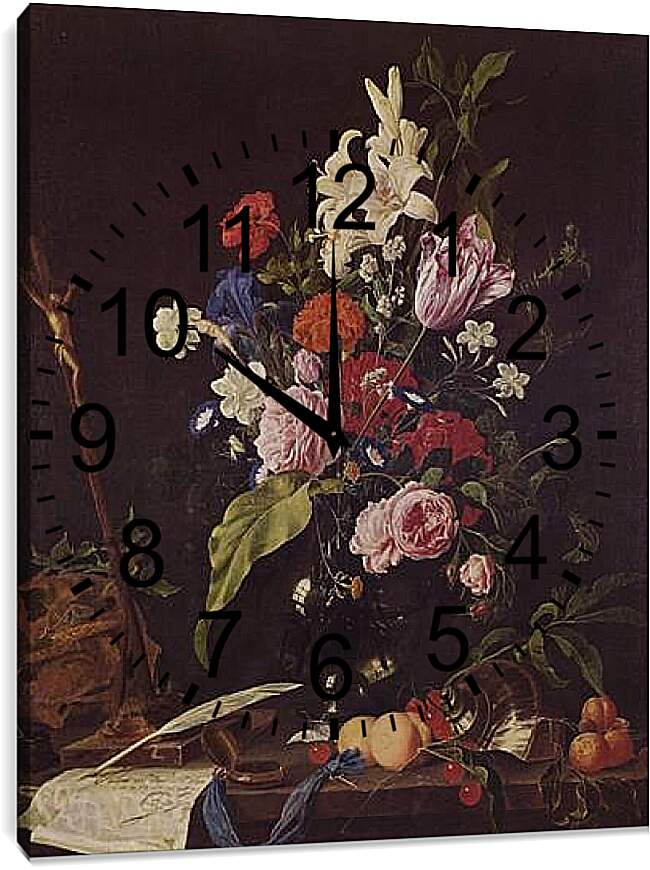 Часы картина - Натюрморт Цветы в вазе. Ян Хем Давидс Де