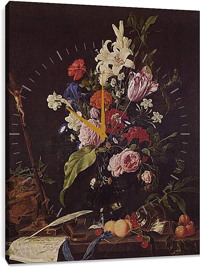 Часы картина - Натюрморт Цветы в вазе. Ян Хем Давидс Де