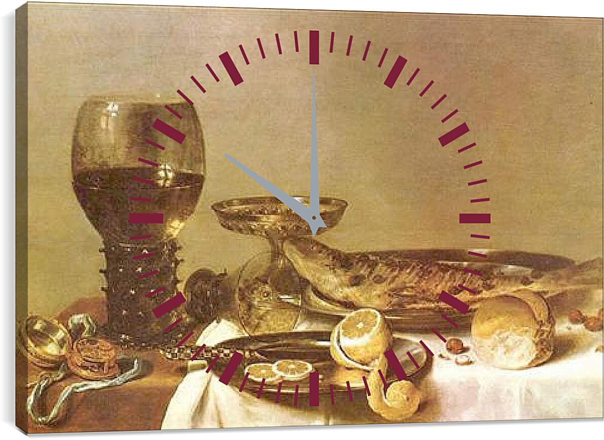 Часы картина - Натюрморт. Виллем Клас Хеда