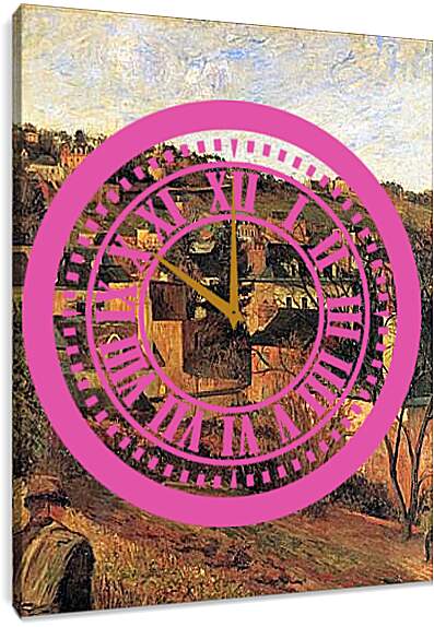Часы картина - Blaue Daecher bei Rouen. Поль Гоген