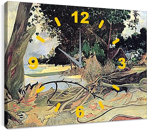 Часы картина - The Hibiscus Tree. Дерево гибискуса. Поль Гоген