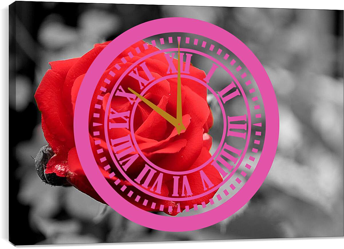 Часы картина - Красная роза