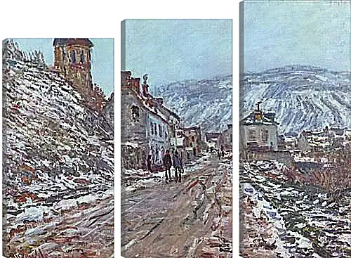 Модульная картина - Street near Vetheuil in Winter. Клод Моне