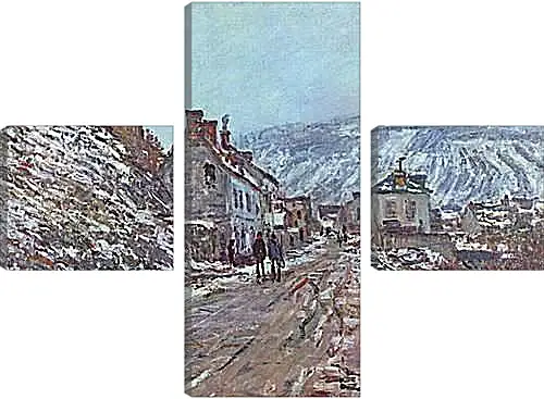 Модульная картина - Street near Vetheuil in Winter. Клод Моне