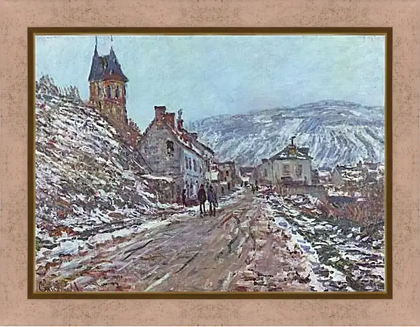 Картина в раме - Street near Vetheuil in Winter. Клод Моне