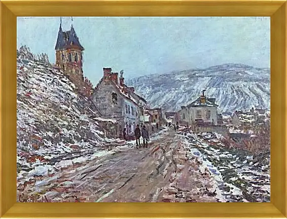 Картина в раме - Street near Vetheuil in Winter. Клод Моне