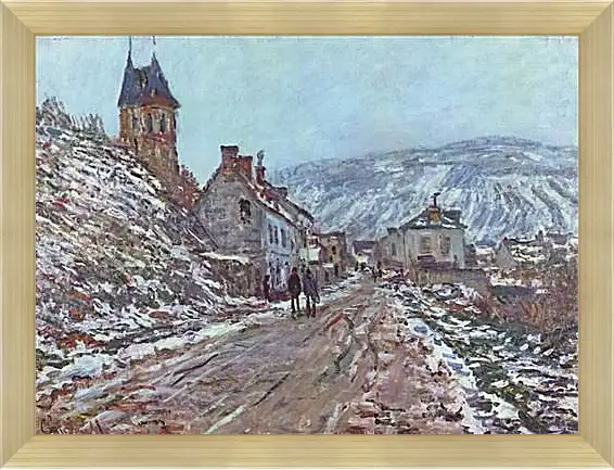 Картина в раме - Street near Vetheuil in Winter. Клод Моне