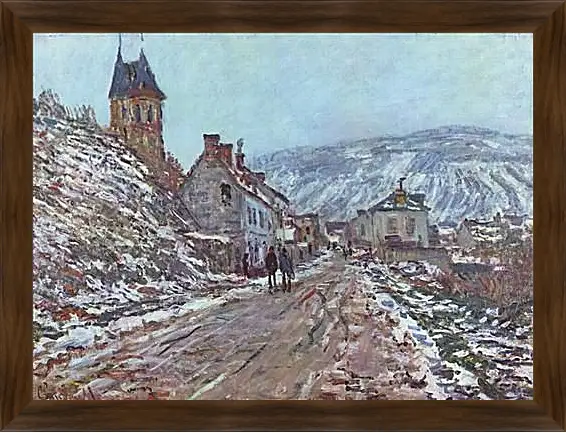 Картина в раме - Street near Vetheuil in Winter. Клод Моне