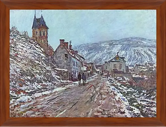 Картина в раме - Street near Vetheuil in Winter. Клод Моне