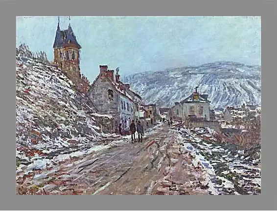 Картина в раме - Street near Vetheuil in Winter. Клод Моне