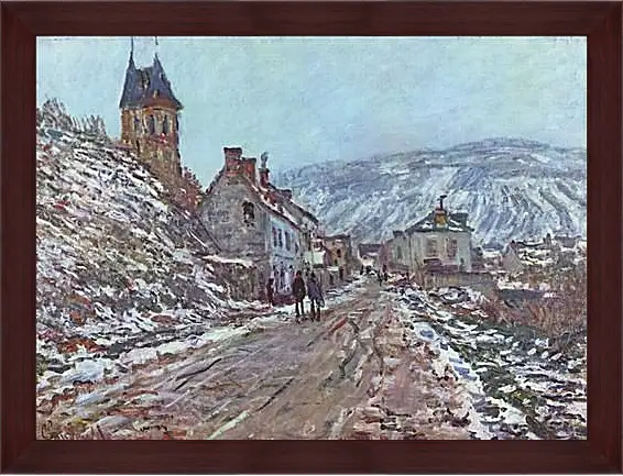 Картина в раме - Street near Vetheuil in Winter. Клод Моне