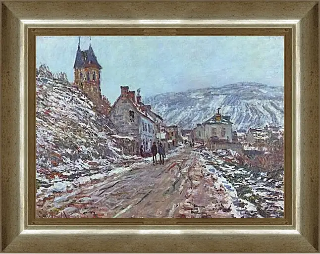 Картина в раме - Street near Vetheuil in Winter. Клод Моне