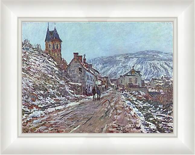 Картина в раме - Street near Vetheuil in Winter. Клод Моне