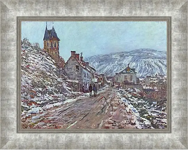 Картина в раме - Street near Vetheuil in Winter. Клод Моне