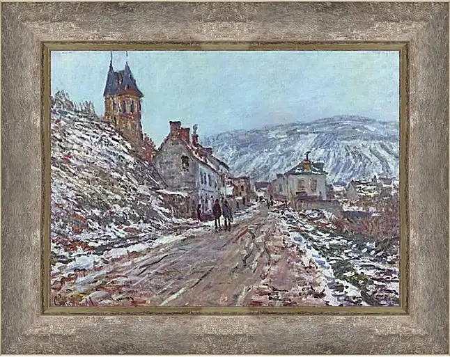 Картина в раме - Street near Vetheuil in Winter. Клод Моне