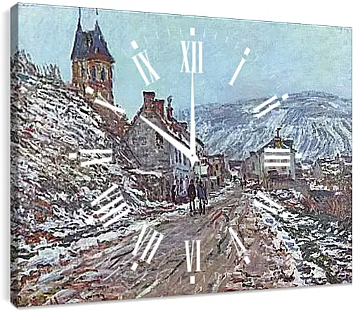 Часы картина - Street near Vetheuil in Winter. Клод Моне