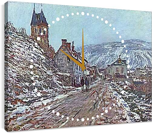 Часы картина - Street near Vetheuil in Winter. Клод Моне