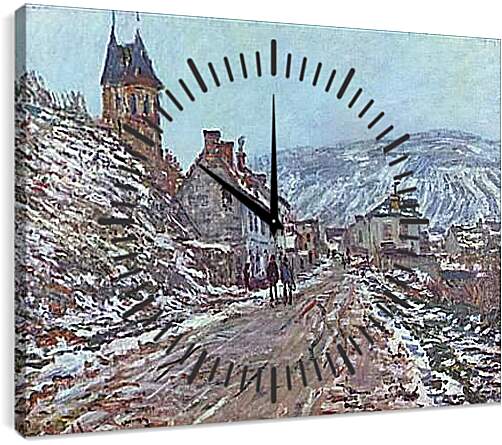 Часы картина - Street near Vetheuil in Winter. Клод Моне