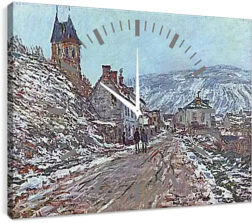 Часы картина - Street near Vetheuil in Winter. Клод Моне