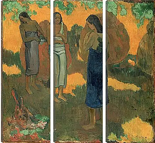 Модульная картина - Three Tahitian Women Against a Yellow Background. Поль Гоген