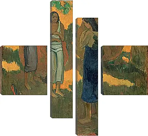 Модульная картина - Three Tahitian Women Against a Yellow Background. Поль Гоген