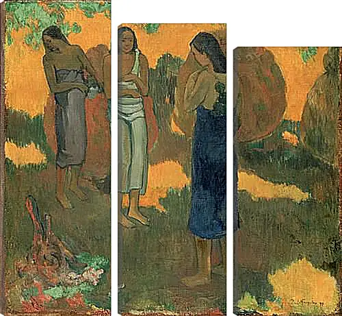 Модульная картина - Three Tahitian Women Against a Yellow Background. Поль Гоген