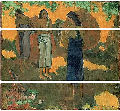 Модульная картина - Three Tahitian Women Against a Yellow Background. Поль Гоген