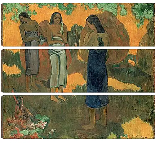 Модульная картина - Three Tahitian Women Against a Yellow Background. Поль Гоген