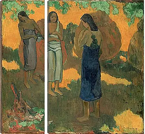 Модульная картина - Three Tahitian Women Against a Yellow Background. Поль Гоген