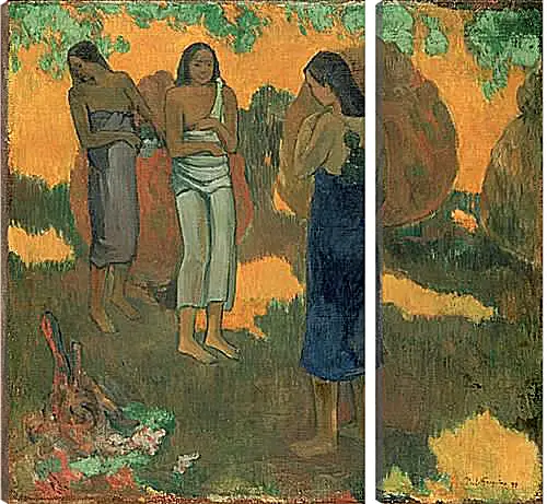 Модульная картина - Three Tahitian Women Against a Yellow Background. Поль Гоген