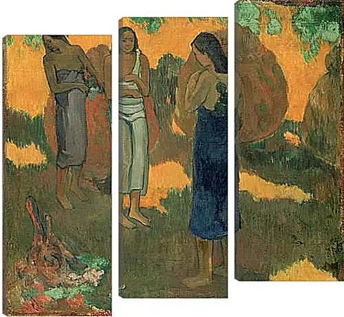 Модульная картина - Three Tahitian Women Against a Yellow Background. Поль Гоген