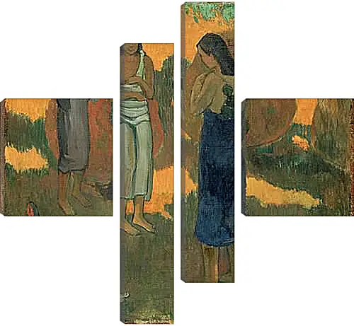 Модульная картина - Three Tahitian Women Against a Yellow Background. Поль Гоген