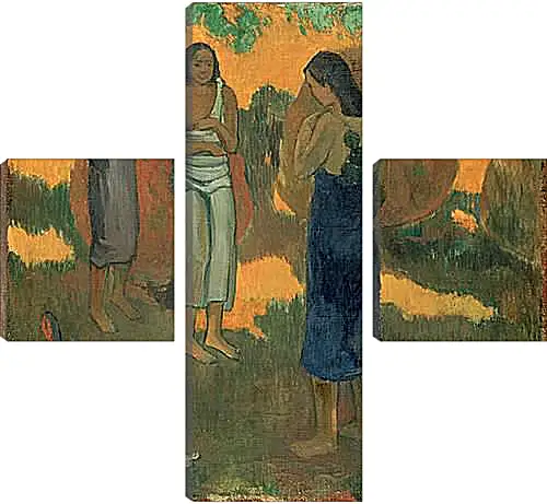 Модульная картина - Three Tahitian Women Against a Yellow Background. Поль Гоген