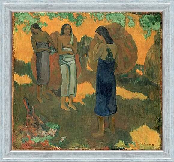 Картина в раме - Three Tahitian Women Against a Yellow Background. Поль Гоген