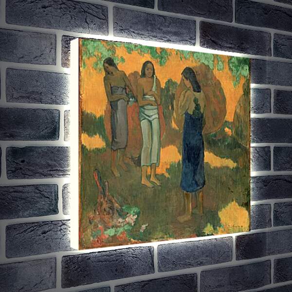 Лайтбокс световая панель - Three Tahitian Women Against a Yellow Background. Поль Гоген