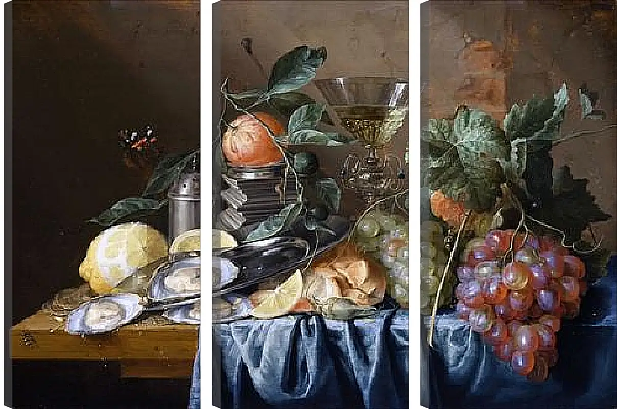 Модульная картина - Still Life with Oysters and Grapes. Ян Хем Давидс Де